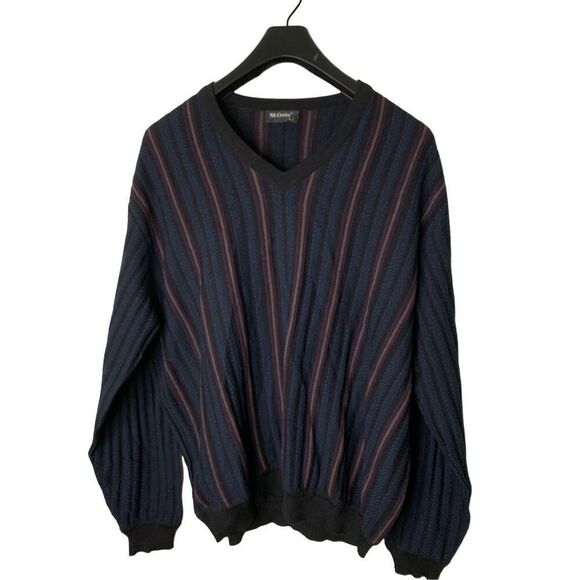 St. Croix Cosby granpda sweater pullover v neck striped men's size large - Picture 1 of 4